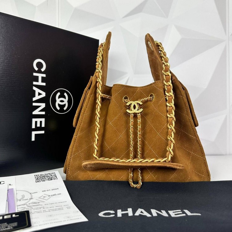 CHNL 25 HANDBAG SUET TABA